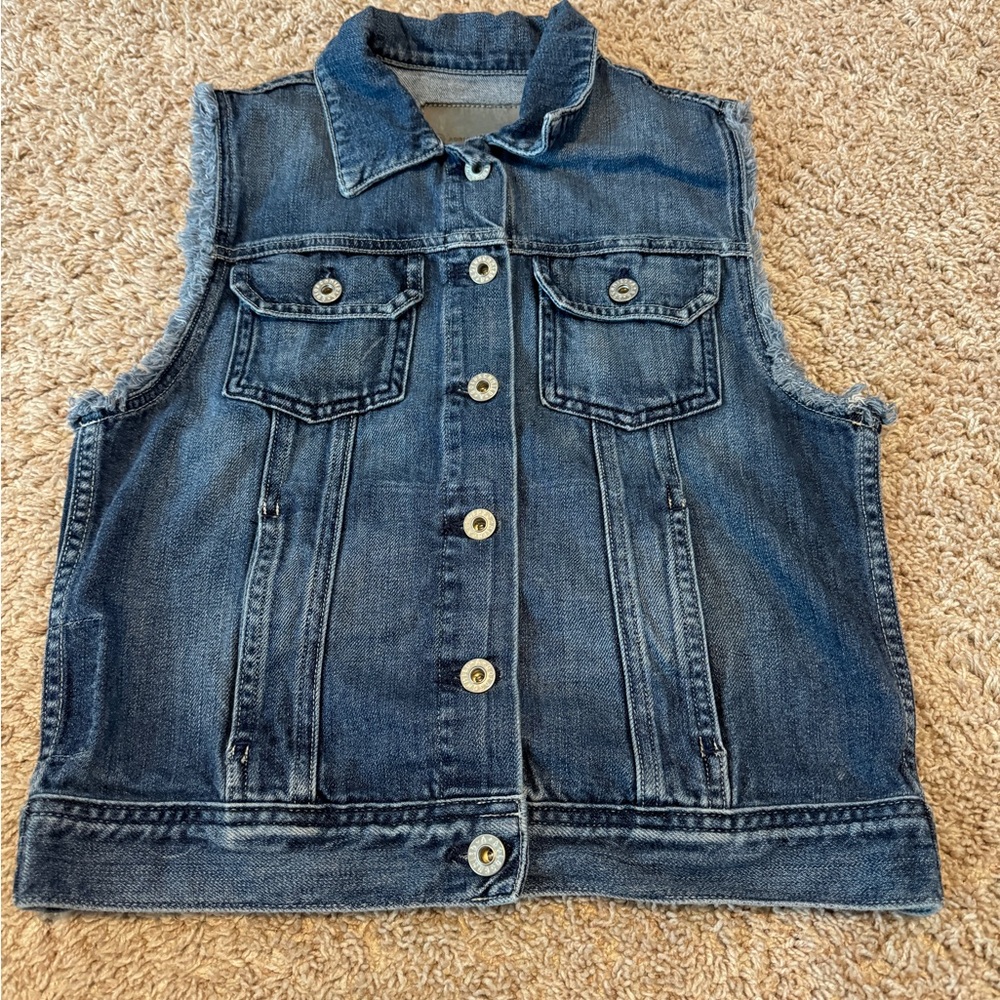 AG Adriano Goldschmied The Heather Light Denim Sleeveless Vest Womens Size S